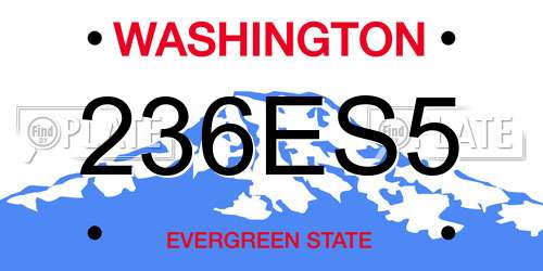 236ES5 Washington License Plate
