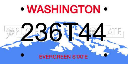 236T44 Washington License Plate