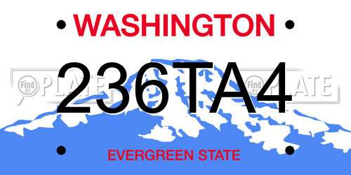 236TA4 Washington License Plate