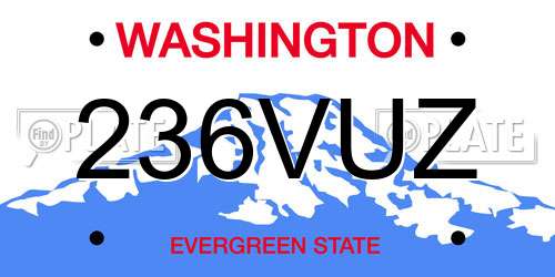 236VUZ Washington License Plate