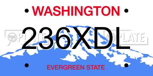 236XDL Washington License Plate