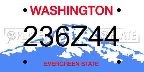 236Z44 Washington License Plate