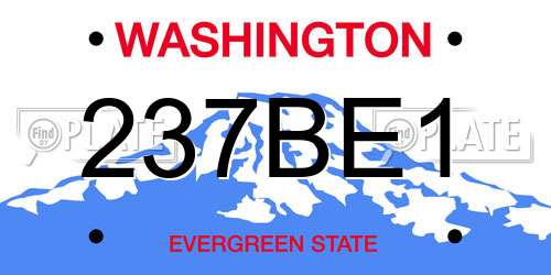 237BE1 Washington License Plate