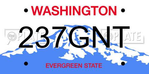 237GNT Washington License Plate
