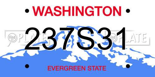 237S31 Washington License Plate