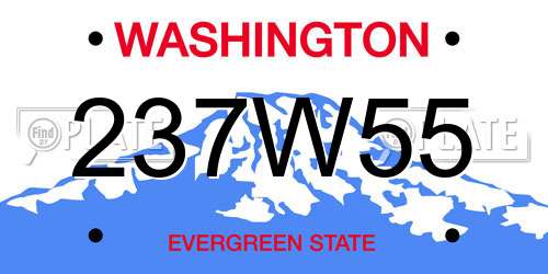 237W55 Washington License Plate