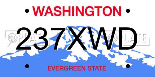 237XWD Washington License Plate