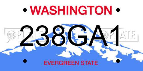 238GA1 Washington License Plate