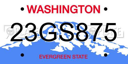 23GS875 Washington License Plate