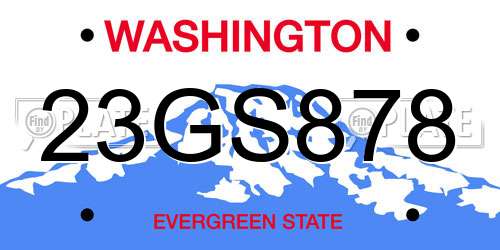 23GS878 Washington License Plate