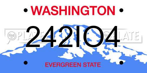 242IO4 Washington License Plate