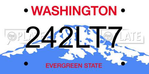 242LT7 Washington License Plate