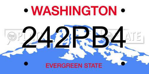 242PB4 Washington License Plate