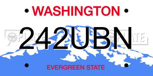 242UBN Washington License Plate