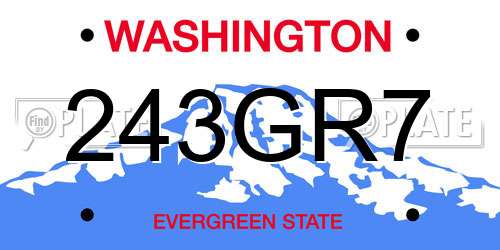 243GR7 Washington License Plate