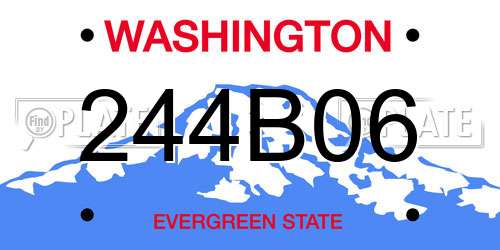 244B06 Washington License Plate