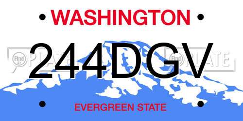244DGV Washington License Plate
