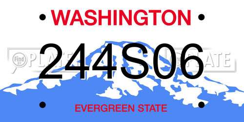 244S06 Washington License Plate