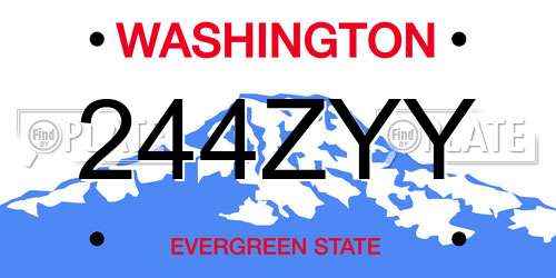244ZYY Washington License Plate
