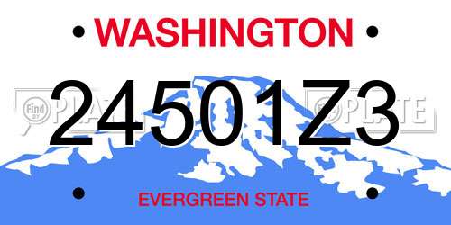 24501Z3 Washington License Plate