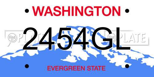 2454GL Washington License Plate