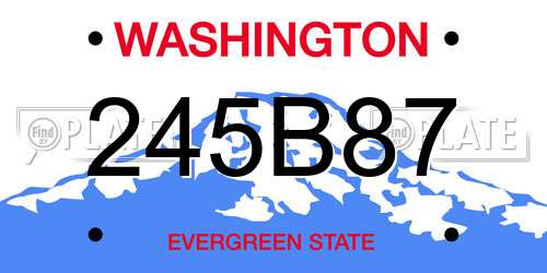 245B87 Washington License Plate