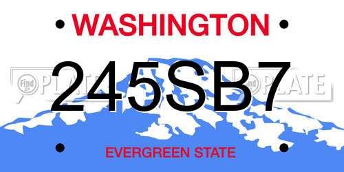 245SB7 Washington License Plate