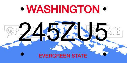 245ZU5 Washington License Plate
