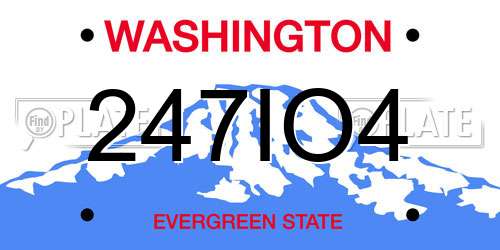 247IO4 Washington License Plate