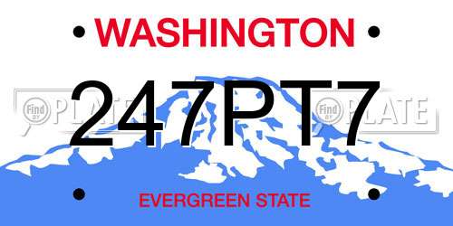 247PT7 Washington License Plate