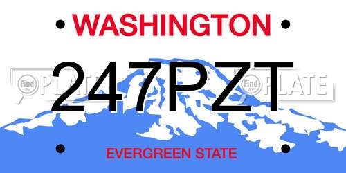 247PZT Washington License Plate