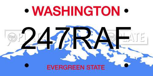 247RAF Washington License Plate