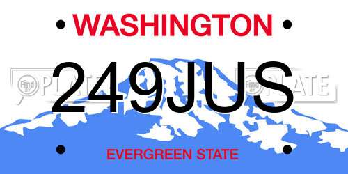 249JUS Washington License Plate