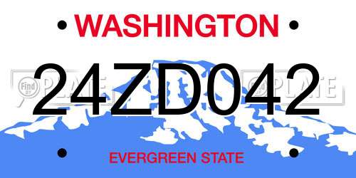 24ZD042 Washington License Plate