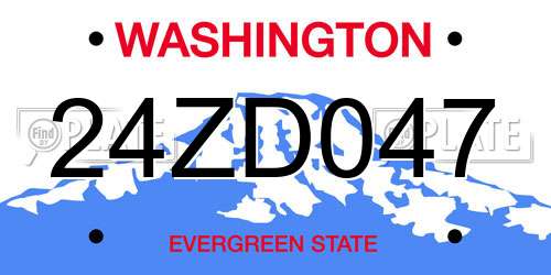 24ZD047 Washington License Plate