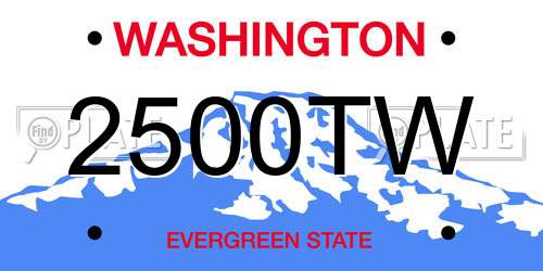2500TW Washington License Plate