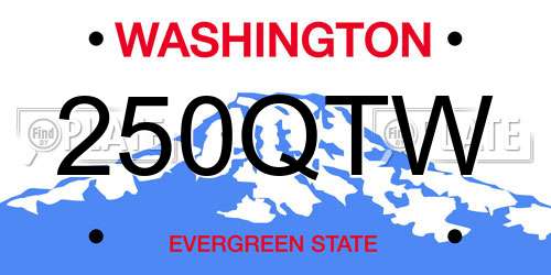 250QTW Washington License Plate