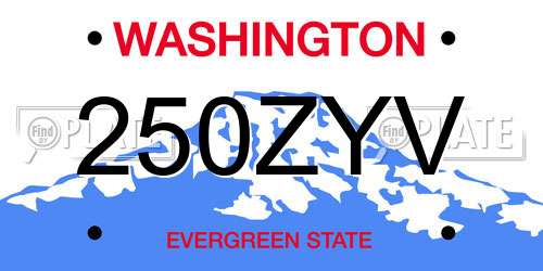 250ZYV Washington License Plate
