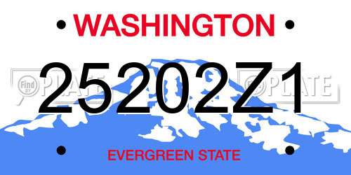 25202Z1 Washington License Plate