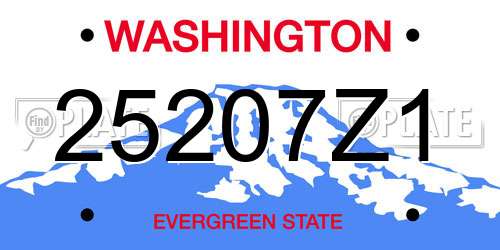 25207Z1 Washington License Plate
