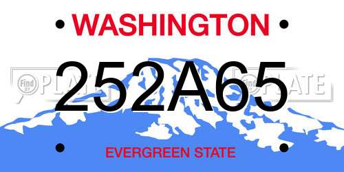 252A65 Washington License Plate