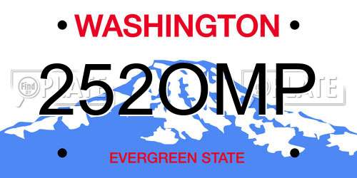 252OMP Washington License Plate