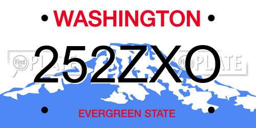 252ZXO Washington License Plate
