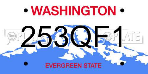 253QF1 Washington License Plate
