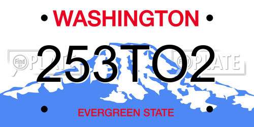 253TO2 Washington License Plate