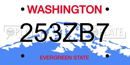 253ZB7 Washington License Plate
