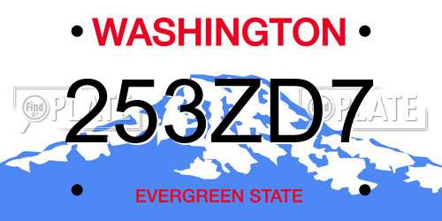253ZD7 Washington License Plate