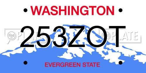 253ZOT Washington License Plate