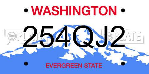 254QJ2 Washington License Plate