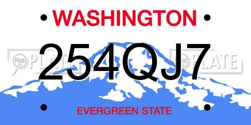 254QJ7 Washington License Plate